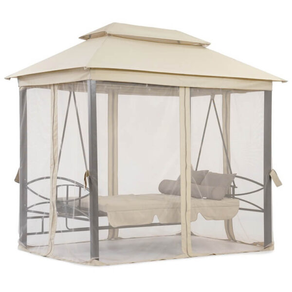 Луксозна градинска люлка Marbella с шатра и мрежа – трансформираща се в легло