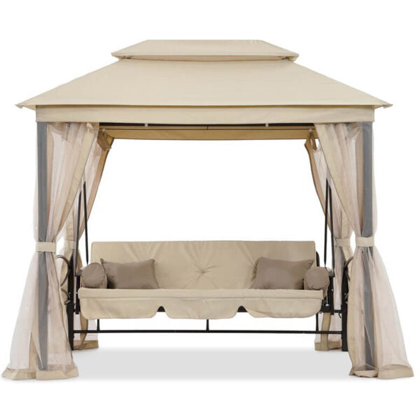 Луксозна градинска люлка Marbella с шатра и мрежа – трансформираща се в легло