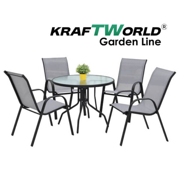 Градински Сет Capri KraftWorld 4 стола и маса – водоустойчиви с UV защита