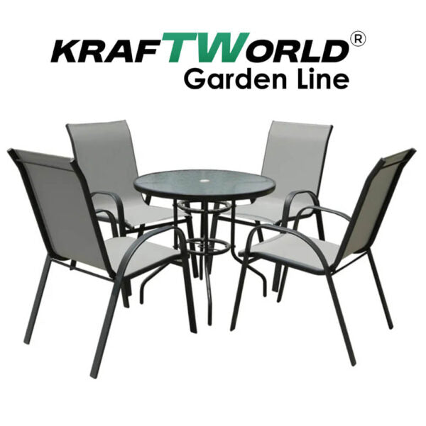 Градински Сет Capri KraftWorld 4 стола и маса – водоустойчиви с UV защита