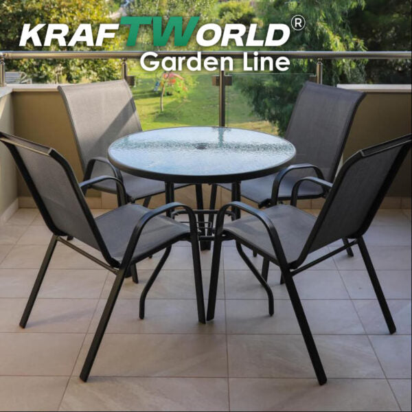 Градински Сет Capri KraftWorld 4 стола и маса – водоустойчиви с UV защита