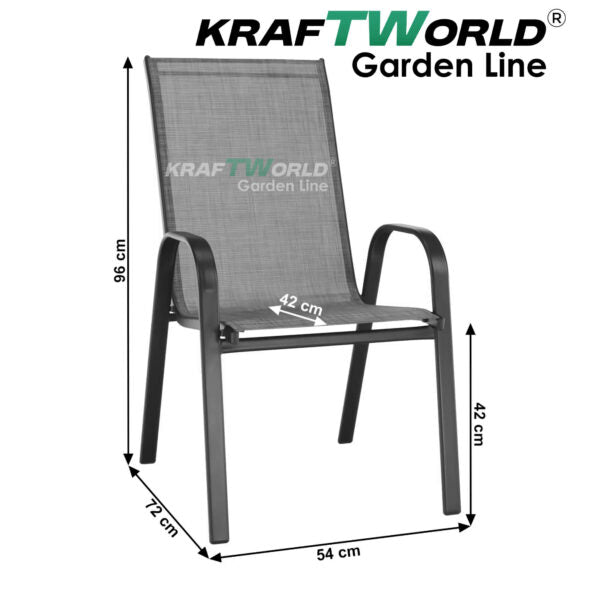 Метален Градински сет Napoli 7 части – Маса с Термо Стъкло и 6 Текстилни Стола