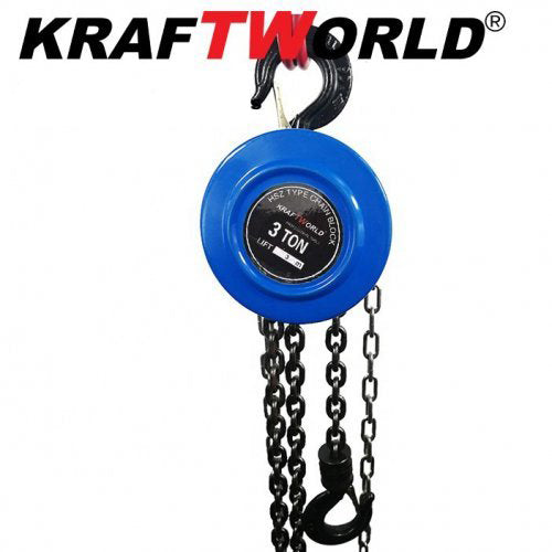 Ръчна лебедка 3t с верига с лостов механизъм KraftWorld 3m въже