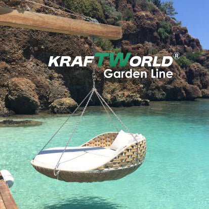 Градинско ратаново легло/люлка Cancun: Ø160 см с възглавници и масичка