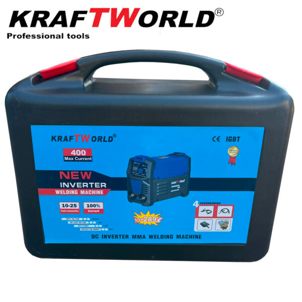 Инверторен Електрожен 400А KraftWorld с Дисплей и Куфар + Подаръци