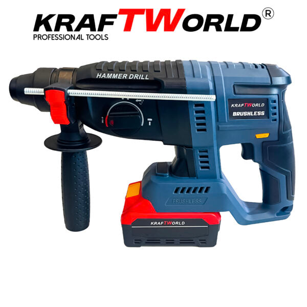 Комплект Акумулаторни Безчеткови Машини 4в1 от Kraftworld Ъглошлайф,Гайковерт,Винтоверт и Перфоратор