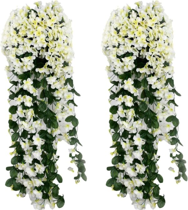Висящ Букет от Бели Изкуствени Цветя – Тропически Стил 80см