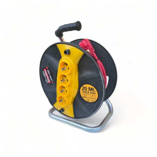 Удължител с макара Bul-Max 30m, 4 гнезда, 3×2,5 mm, транспортна дръжка