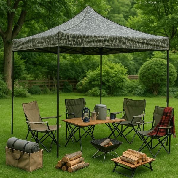 Камуфлажна Сгъваема Градинска Шатра 3×3м тип Хармоника – стабилна, водоустойчива и лесна за разпъване