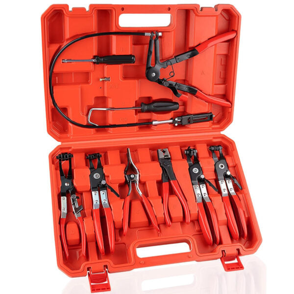 Комплект клещи за скоби на водни съединения 9 части KraftWorld – професионален