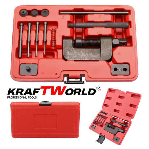 Комплект за разглобяване и занитване на вериги KraftWorld – универсален, #35–#630