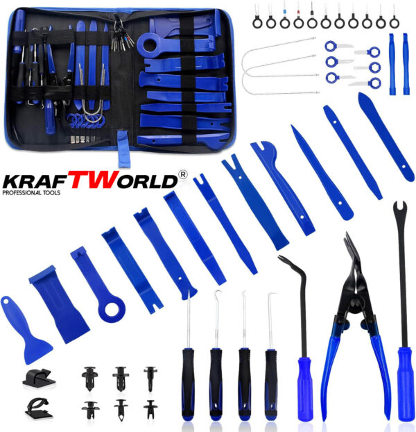 Инструменти за Демонтаж на Тапицерия – KraftWorld 200 части – с Щипки и Клещи
