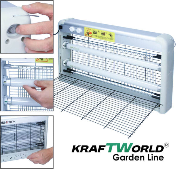 Мощна инсектицидна лампа KraftWorld 40W – Защита до 80 м² – UV лампа против комари и мухи
