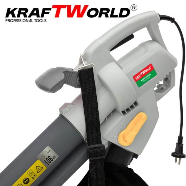 Електрически листосъбирач KraftWorld 3000W – Издухване, Засмукване, Раздробяване + Подарък втора торба