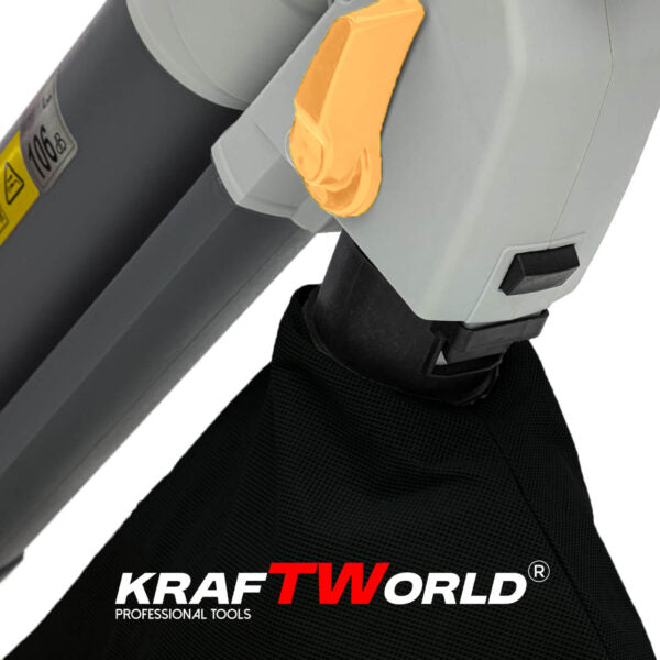 Електрически листосъбирач KraftWorld 3000W – Издухване, Засмукване, Раздробяване + Подарък втора торба