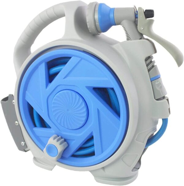 Автоматична макара с маркуч 15 м – компактна, с 7-функционална дюза