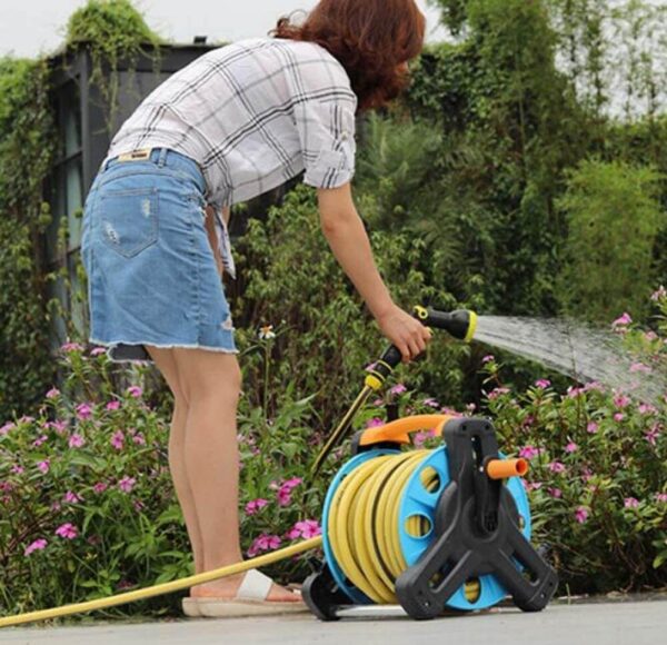 Преносима макара с маркуч 25 м – градинска, с дюза с 7 функции и накрайници