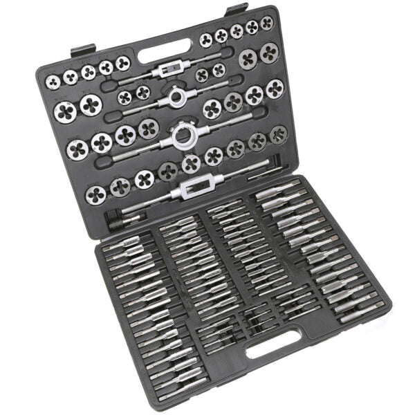 Комплект 110 части за резба KraftWorld | Метчици и плашки в куфар