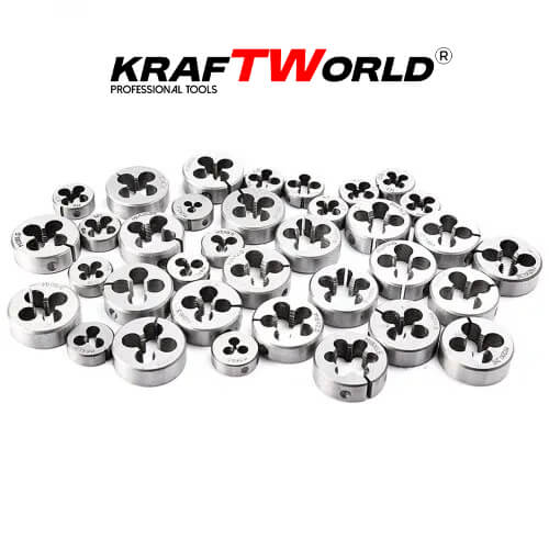 Комплект 110 части за резба KraftWorld | Метчици и плашки в куфар