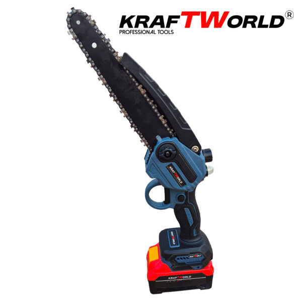 Комплект KraftWorld: Акумулаторна Резачка с Омасляване + Телескопичен Прът