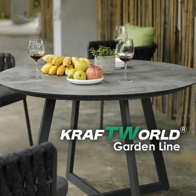 Градински комплект Рига: 4 алуминиеви стола с възглавници + маса Ø90 см