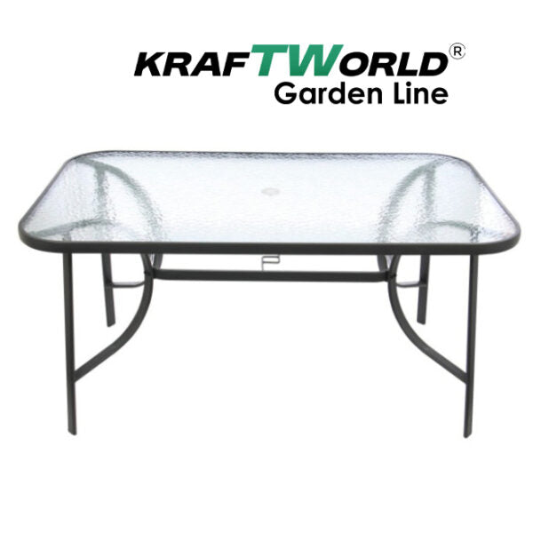 Метален Градински сет Napoli 7 части – Маса с Термо Стъкло и 6 Текстилни Стола