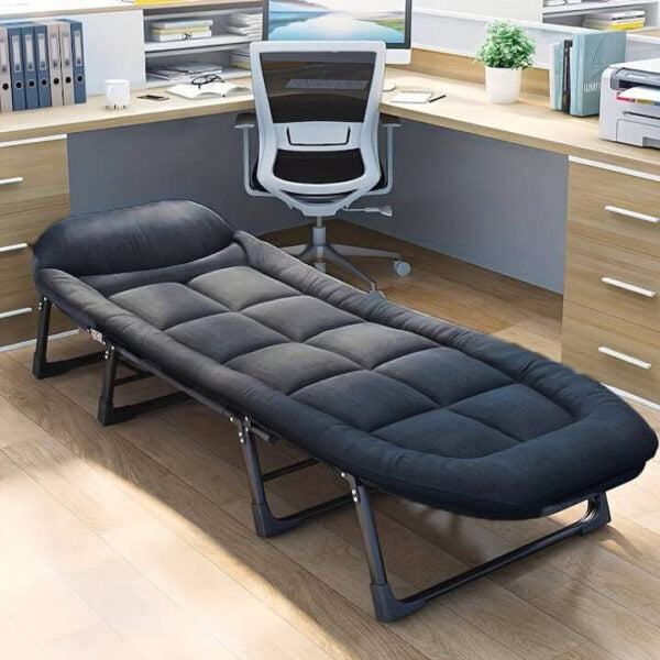 Сгъваемо походно легло с 4 крака и мек матрак, антрацит сиво