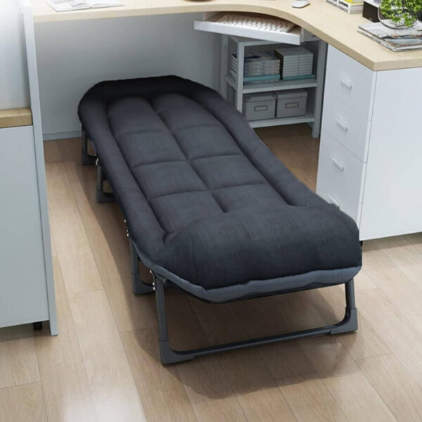 Сгъваемо походно легло с 4 крака и мек матрак, антрацит сиво