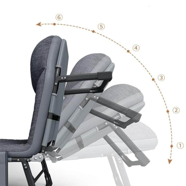 Сгъваемо походно легло с 4 крака и мек матрак, антрацит сиво