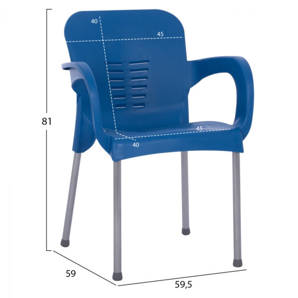 Сгъваема маса 80х80 + 4 удобни стола с подлакътници – за двор, балкон, тераса