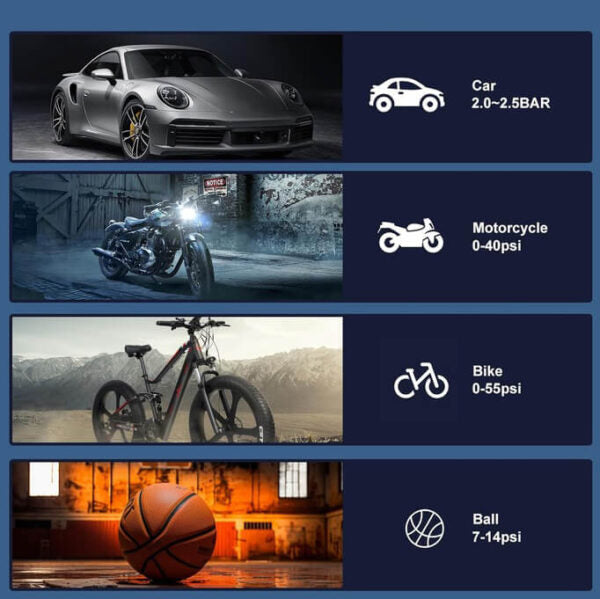 Преносим автомобилен компресор 4000 mAh с LED екран и Power Bank, USB Type-C