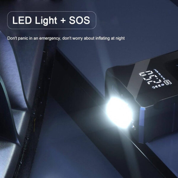 Преносим автомобилен компресор 4000 mAh с LED екран и Power Bank, USB Type-C