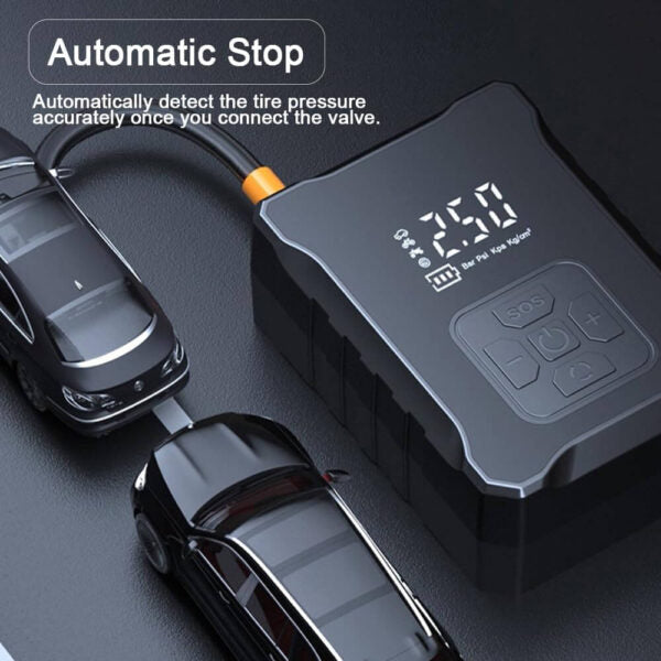 Преносим автомобилен компресор 4000 mAh с LED екран и Power Bank, USB Type-C