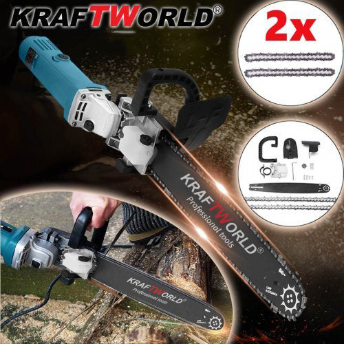 Приставка верижна кастрачка KraftWorld с 2бр верига – резачка за ъглошлайф