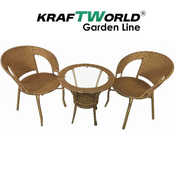 Ратанов Комплект с Маса и Два Стола – Стил и Комфорт за Вашата Градина в светло кафяво