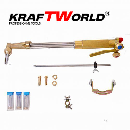 Професионален резак за газокислородно рязане – KRAFTWORLD 440мм с пергел и 4 дюзи