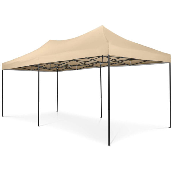 Луксозна градинска шатра KraftWorld 3×6 м – премиум бежово платнище, сгъваема конструкция