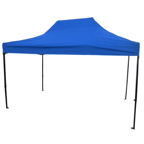 Синя Сгъваема градинска шатра 3×4.5м – здрава, водоустойчива и лесна за разпъване