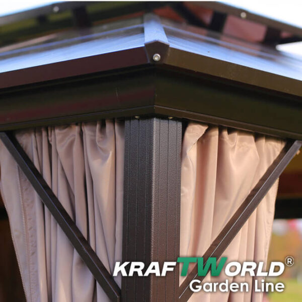 Луксозна Шатра KraftWorld Tenerife – 3×4 м с Твърд Покрив,Мрежа и Завеси