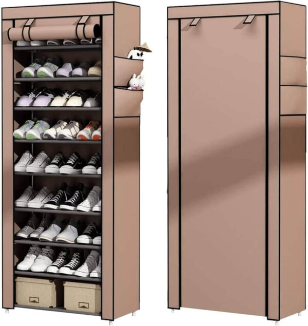 Текстилен шкаф за обувки с 9 рафта – до 27чифта – етажерка в кафяво или бежово
