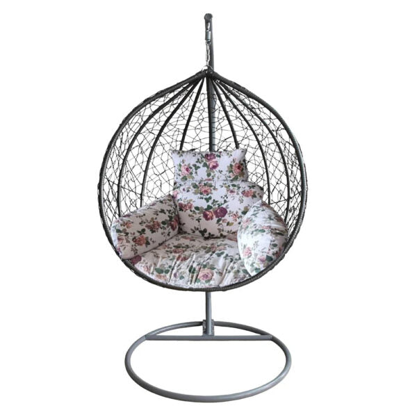 Сив Висящ Ратанов Стол – ГОЛЯМА Градинска Люлка Водоустойчива