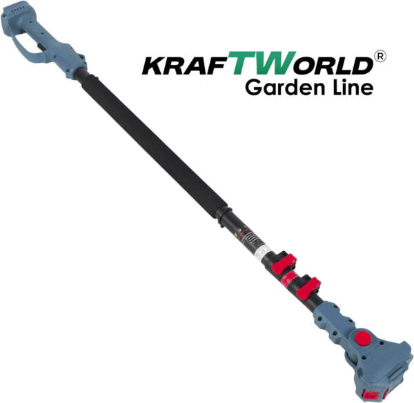 Комплект KraftWorld: Акумулаторна Резачка с Омасляване + Телескопичен Прът