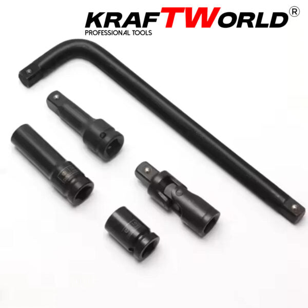 Комплект ударни вложки 27 части KraftWorld – 1/2″, с удължител и ударен кардан