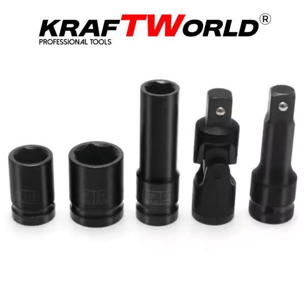 Комплект ударни вложки 27 части KraftWorld – 1/2″, с удължител и ударен кардан