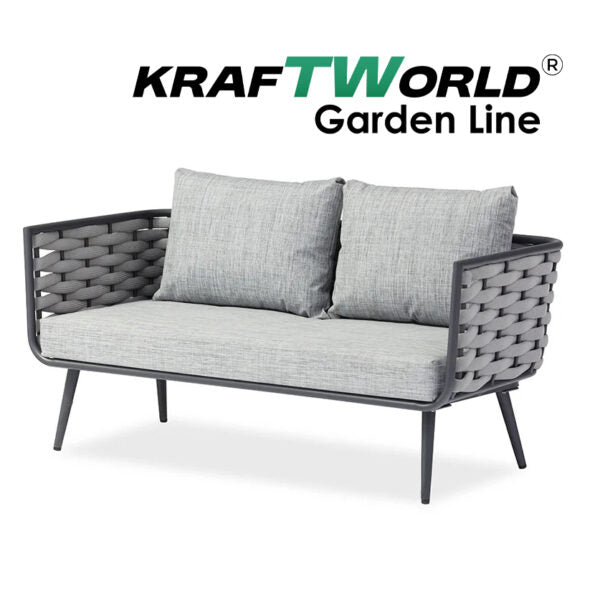 Градински комплект Catania: диван, 2 кресла и маса със стъклен плот и алуминиева рамка