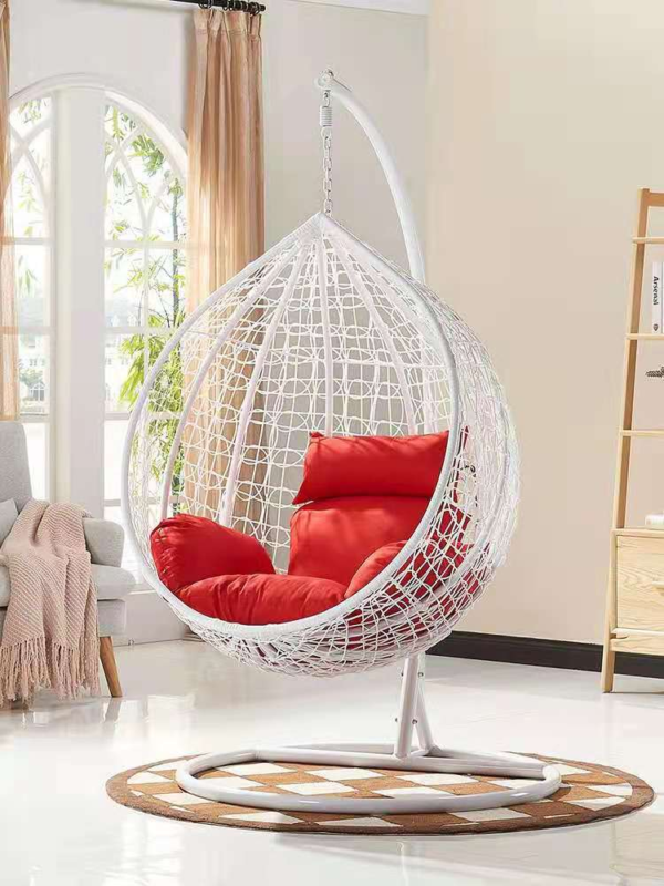 Голяма Бяла Градинска Люлка – Висящ Ратанов Стол