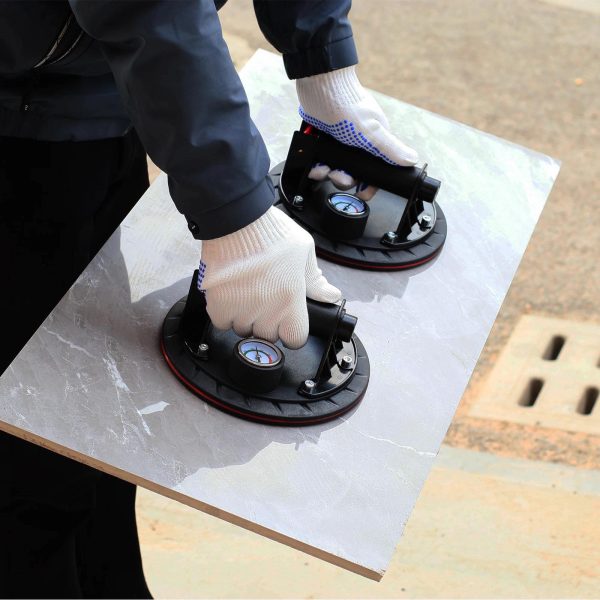 Вендуза с Манометър за Плочки, Стъкла – Вакуумна Помпа 200мм KraftWorld в Куфар