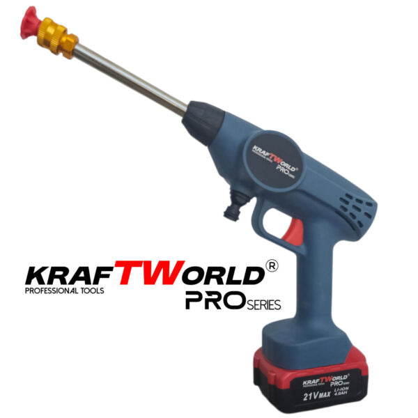 Акумулаторна Водоструйка KraftWorld с 2 Батерии Налягане 26 бара + Kонтейнер за Препарат и Аксесоари