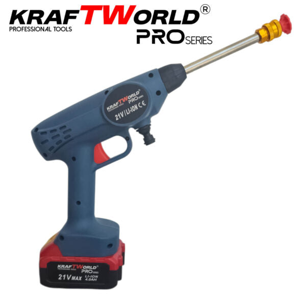 Акумулаторна Водоструйка KraftWorld с 2 Батерии Налягане 26 бара + Kонтейнер за Препарат и Аксесоари