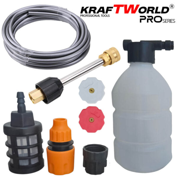 Акумулаторна Водоструйка KraftWorld с 2 Батерии Налягане 26 бара + Kонтейнер за Препарат и Аксесоари